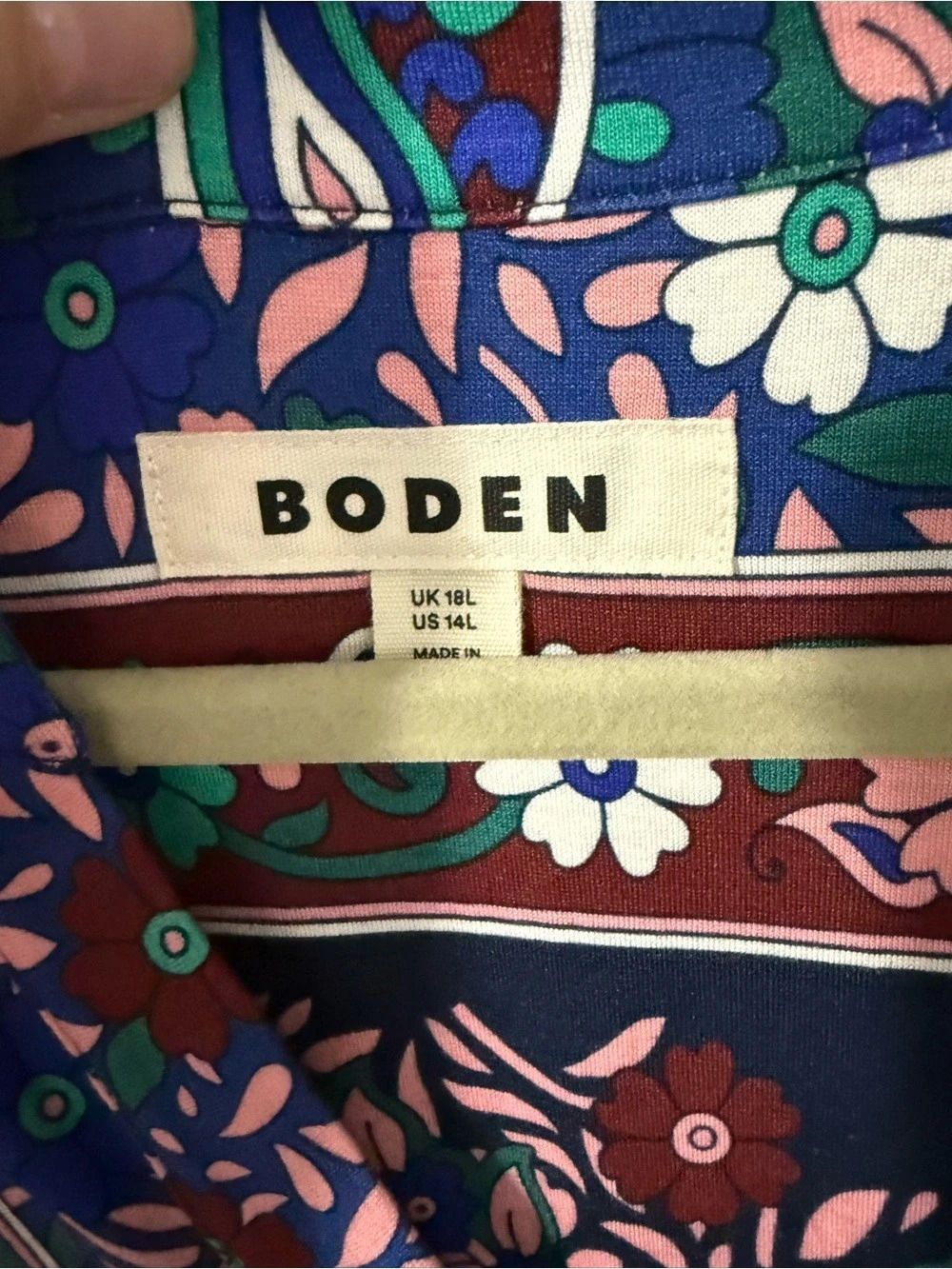 Boden Paisley Floral Maxi Dress Blue & Pink Size XL Like New - Picture 2 of 4